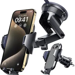 Product image of VANMASS Cell Phone Mount, Dashboard Windshield Vent, for iPhone 15-18, Android, Black