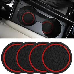 Product image of Mandark 4-Pack 2.75 Inch Non-Slip Car Cup Holder Coasters, Black/Red
