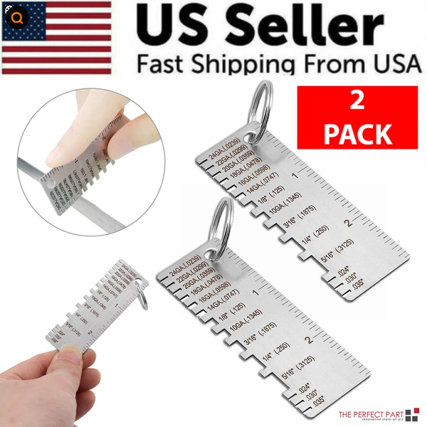 Main product image of 2-Piece Stainless Steel Sheet Metal & Wire Thickness Gauge Set