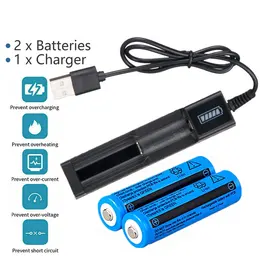 Product image of 18650 Li-ion Battery, 3000mAh 3.7V, with USB Charger