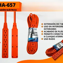 Product image of 6-Outlet Grounded Extension Cord, Indoor/Outdoor, 7m, Orange