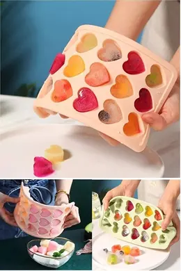 Product image of Heart Shaped Silicone Ice Mold for Ice Cubes, Non-Stick Tray