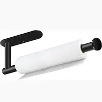 Product image of Black Stainless Steel Under-Cabinet Paper Towel Holder, Self-Adhesive or Drill Mount