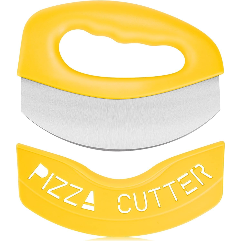 Main product image of Stainless Steel Pizza Rocker Knife with Blade Cover, Yellow, 6x 4.5