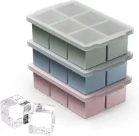 Product image of 3 Pack Large Silicone Ice Cube Molds, Reusable, With Lids