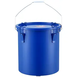 Product image of 6 Gal Carbon Steel Fryer Grease Bucket with Lid, Lock Clips, Filter Bag, Blue