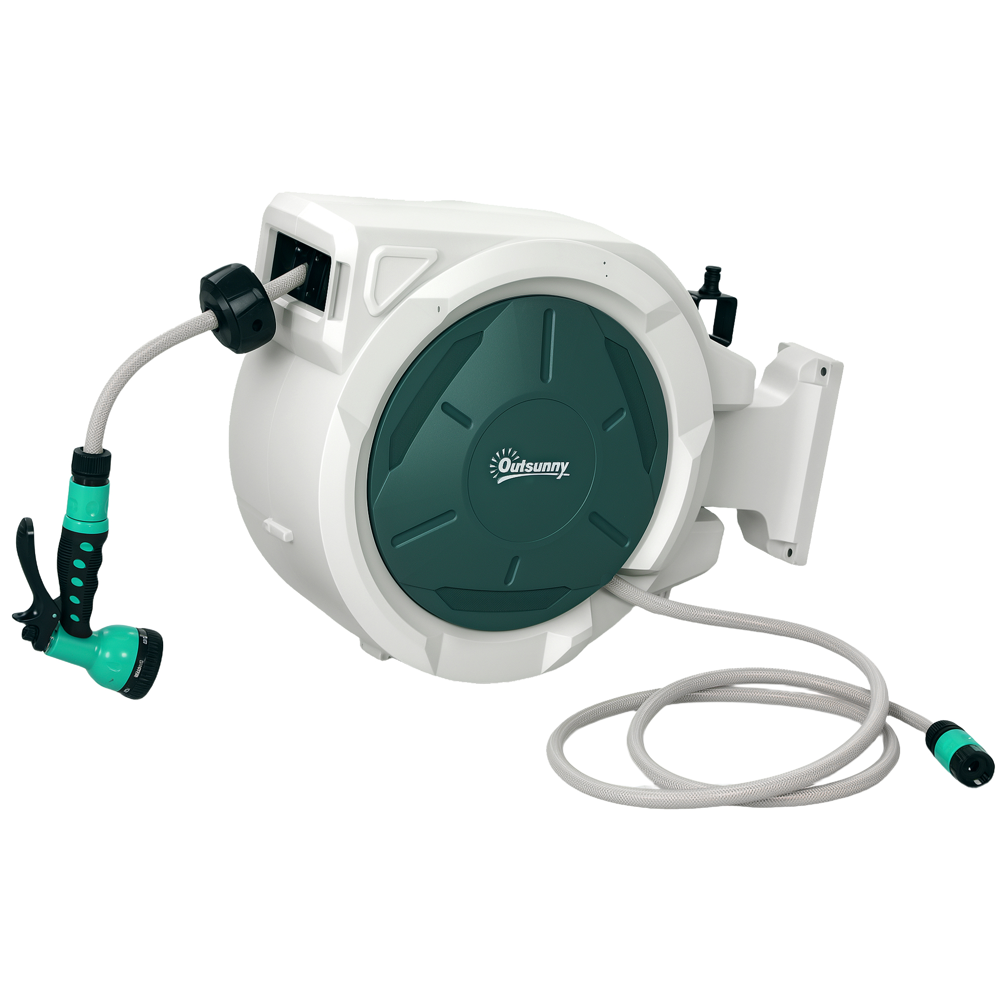 Main product image of Retractable Wall Mount Hose Reel, 20+2m, Auto Rewind, 7-in-1 Nozzle, 180° Swivel, 48x20x42cm