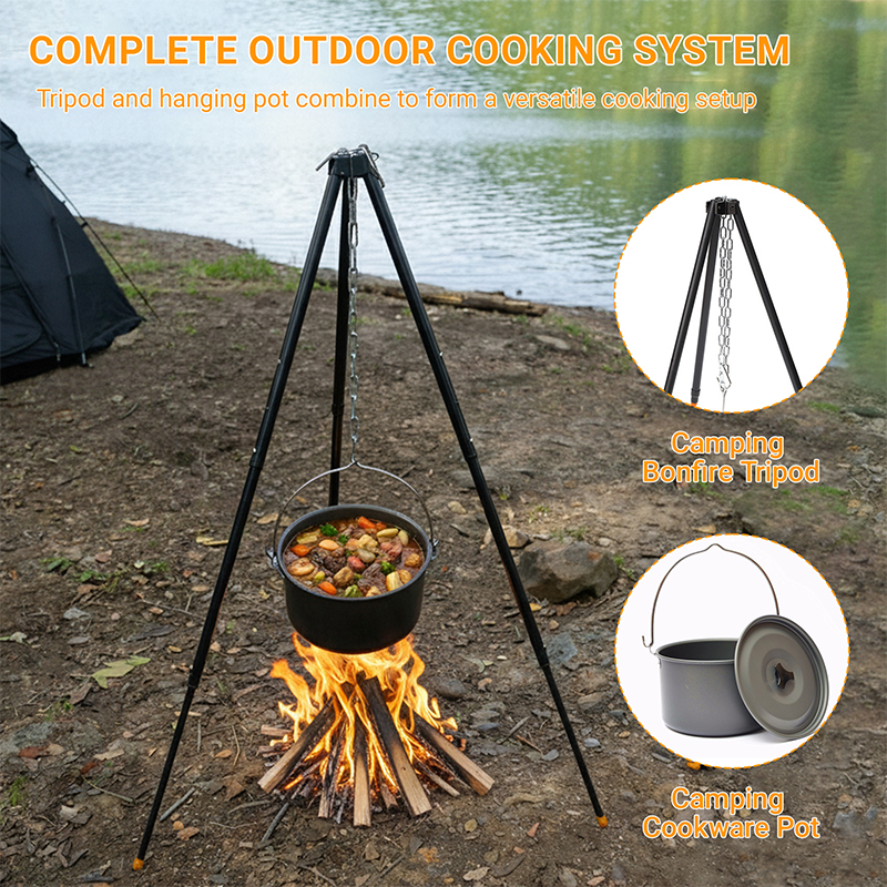 Main product image of Adjustable Tripod with 4L Non-Stick Hanging Pot