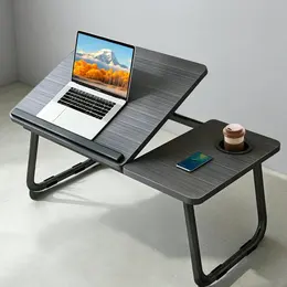 Product image of Portable Laptop Desk, Adjustable, with Cup Holder, 21.7 x 12.6 x 9.8 Inches, Black
