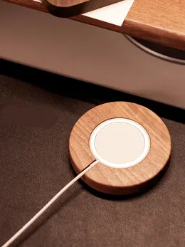 Product image of Magnetic Wireless Charger with Solid Wood Bracket Base