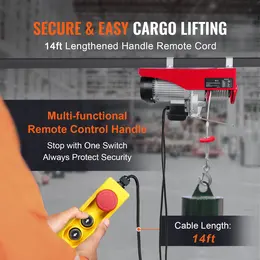 Product image of VEVOR Electric Hoist, 1320 Lbs, 1150W 110V, 40ft Lift, 14ft Wired Remote
