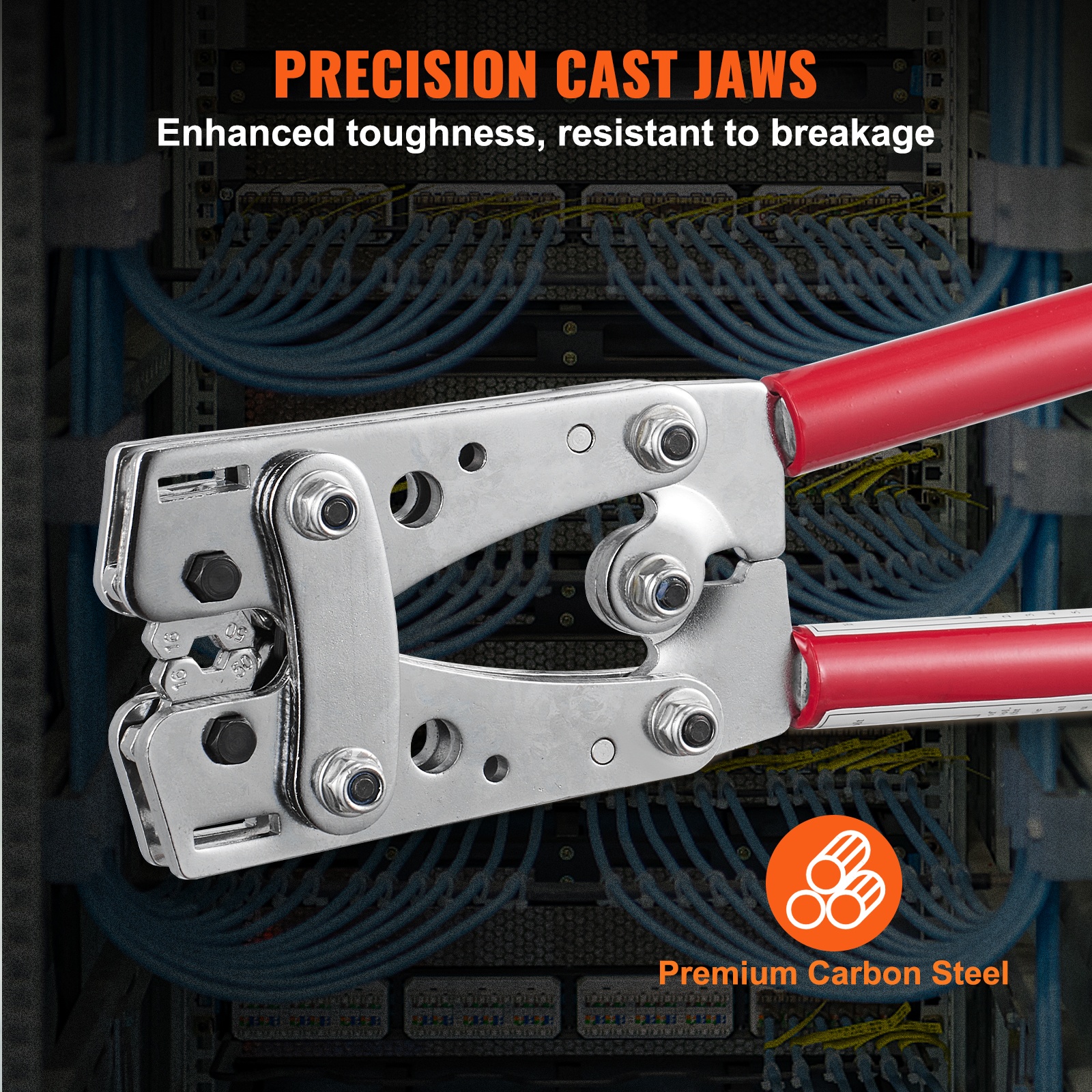 Main product image of VEVOR AWG Copper/Aluminum Battery Lug Crimper, 6-Size Die, Pliers, Connectors, Tubes