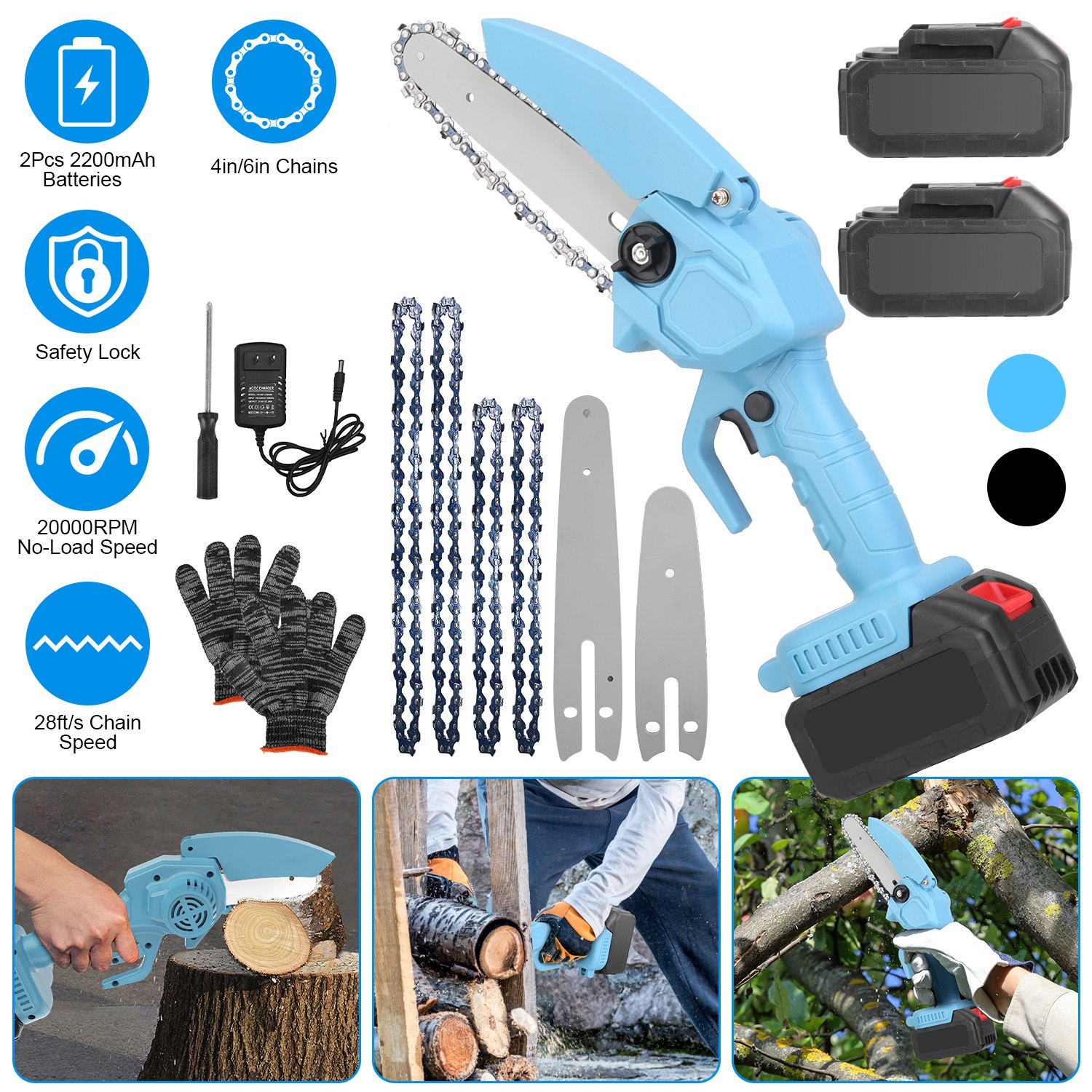 Main product image of Compact 4-inch and 6-inch Electric Chain Saws