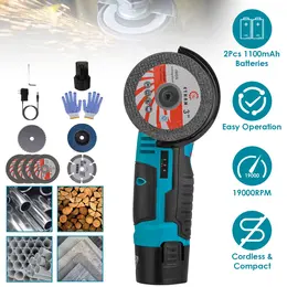 Product image of 12V Cordless Mini Angle Grinder Kit with 7 Discs, 2x 1100mAh Batteries & Charger