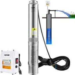 Product image of 4" SS Deep Well Submersible Pump, 1.5HP 115V, 37gpm, 276ft Head
