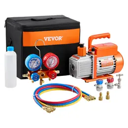 Product image of 3.5 CFM HVAC Single Stage Rotary Vane Vacuum Pump and Manifold Gauge Kit