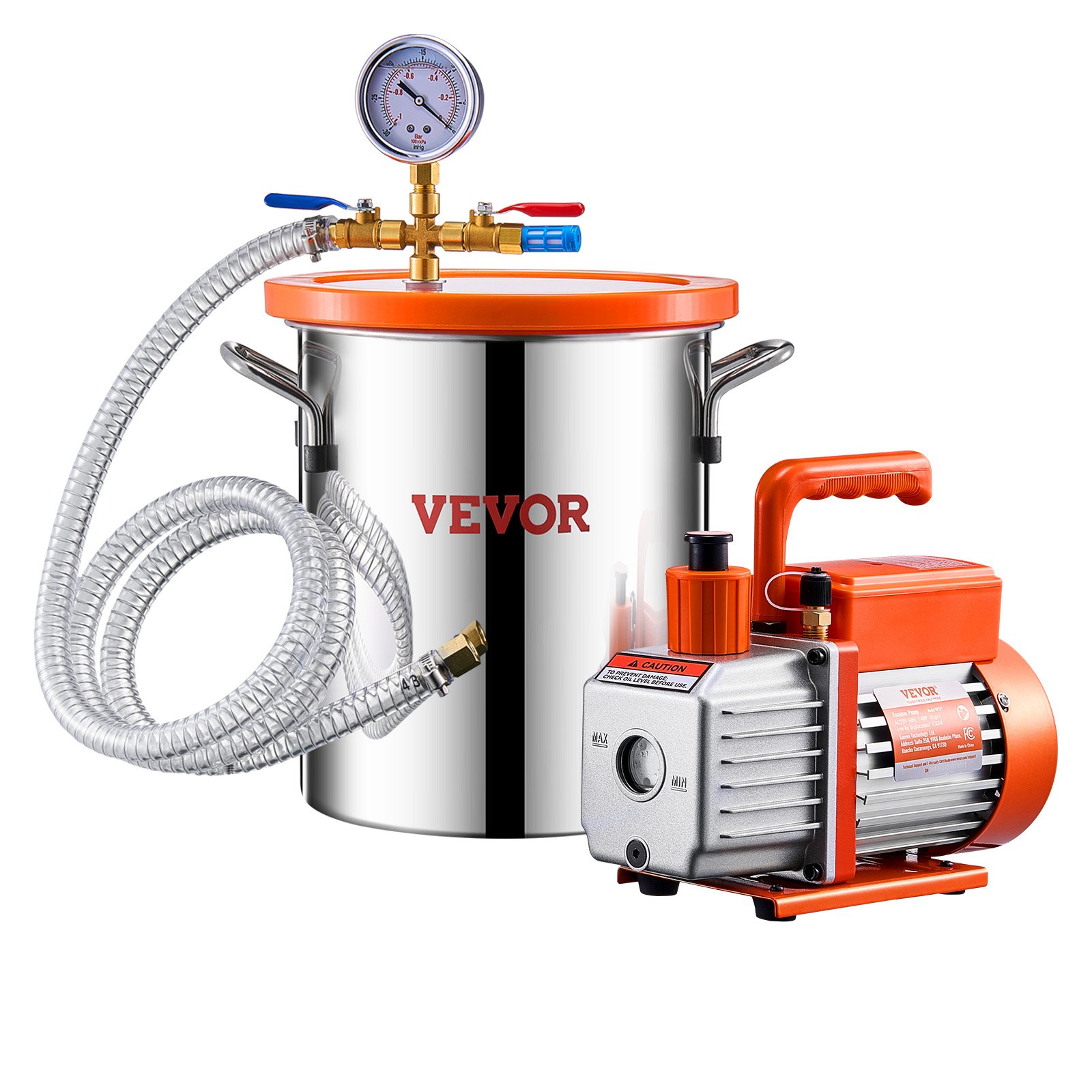 Main product image of 1.5 Gallon Vacuum Chamber and 3.5CFM Single Stage Pump Kit