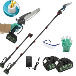 Product image of 8' Cordless Electric Pole Saw & Mini Chainsaw, 2x 21V 3.0Ah Batteries
