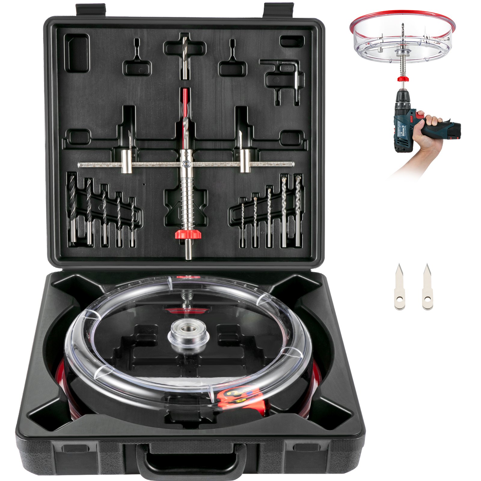 Main product image of Adjustable Hole Saw Kit, 1-5/8" to 11-13/16" (40-300mm), with Dust Shield and 2 Pilot Bits