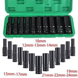 Product image of 10-Piece 1/2-inch Drive Deep Impact Socket Set, Long Reach, Thin Wall, Metric, 10-24mm