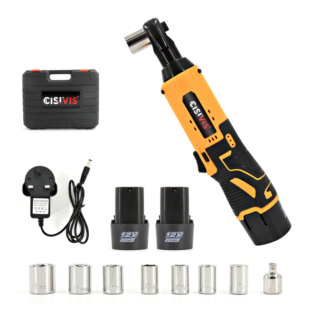 Main product image of 3/8-inch Drive Cordless 90-Degree Ratchet Wrench, 580Nm, 2-Battery Kit