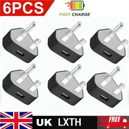 Product image of UK 3-Pin USB Wall Charger Adapter, 6-Pack