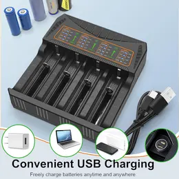 Product image of 4-Slot LED Smart USB Charger for AA, AAA, NiMH, 18650 Batteries