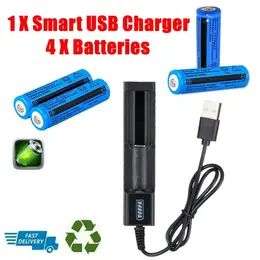 Product image of Li-Ion Button Top Rechargeable Batteries, 3.7V 3000mAh with USB Charger