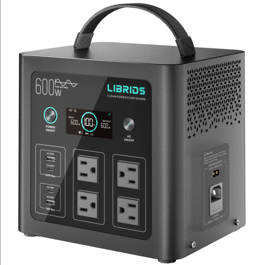Main product image of Portable Power Station C600, 640Wh LiFePO4, 600W/1200W Peak, 10ms UPS, 8 Ports