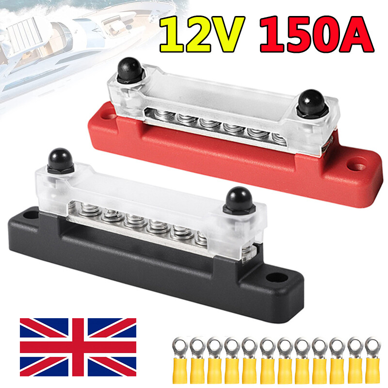 Main product image of 12-Terminal Bus Bar with Cover, 12V, 2-Pack for Automotive & Marine