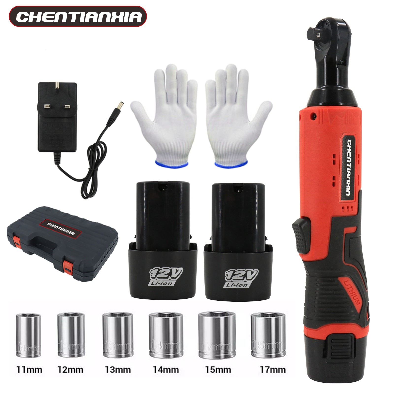 Main product image of 3/8 inch Cordless Right-Angle Ratchet Wrench, 90-100 Nm, 2 Batteries