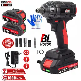Product image of 21V Cordless Brushless Impact Wrench, 1000Nm, with 2x 3000mAh Batteries and Sockets