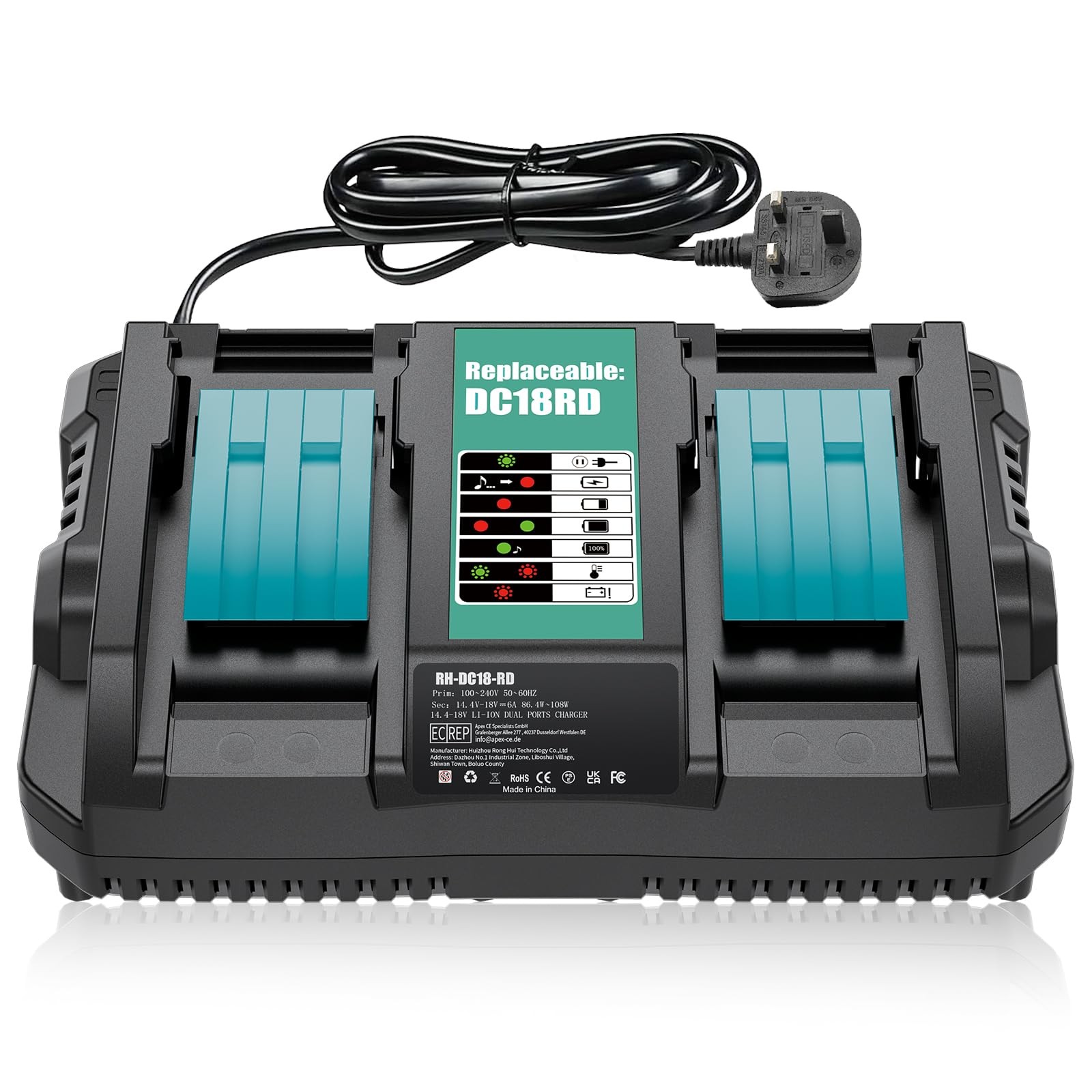 Main product image of Dual Fast Charger for Makita 18V Li-Ion Batteries BL1860, BL1830, BL1850, BL1840