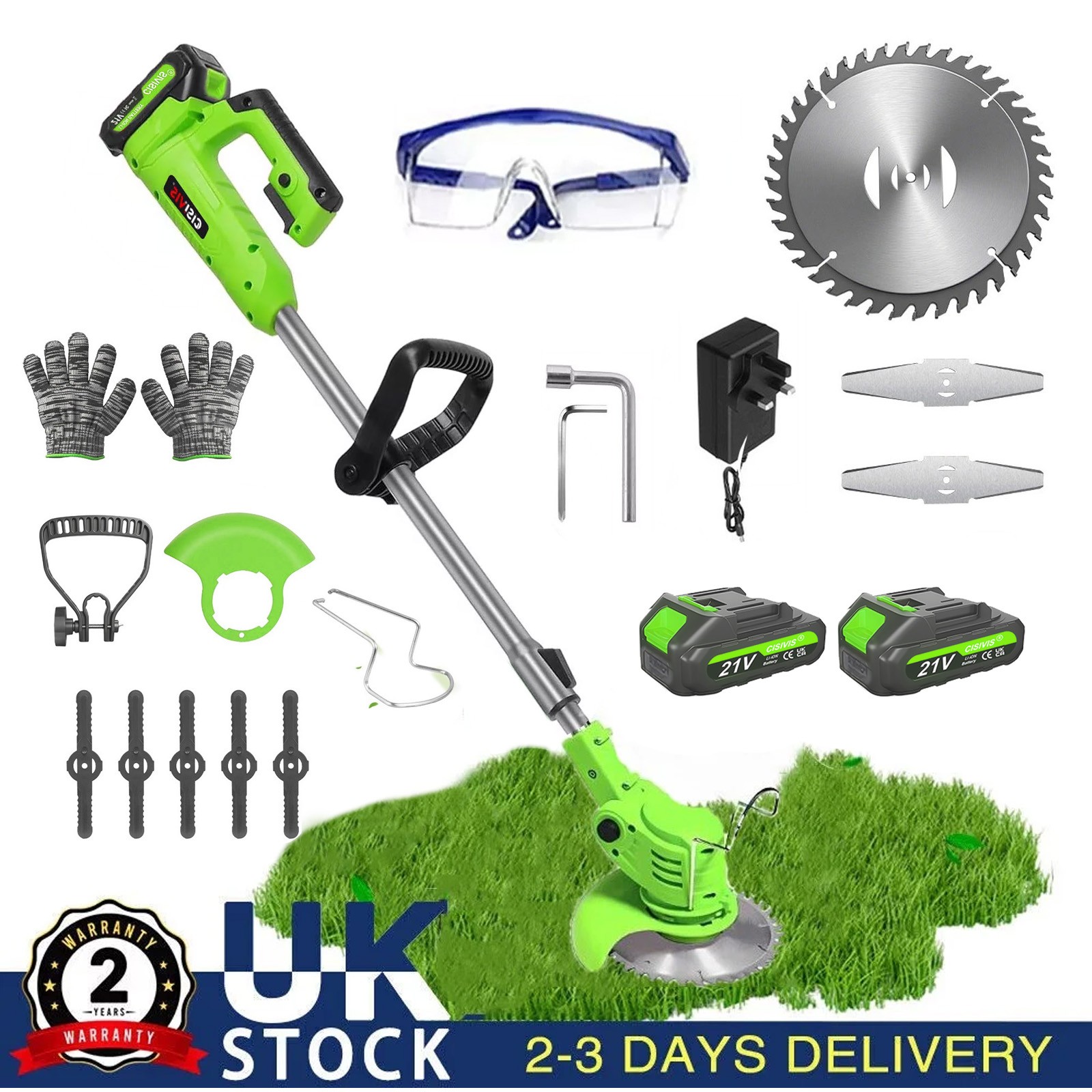 Main product image of 21V Cordless Grass Trimmer, Electric Weed Cutter, 2 Batteries