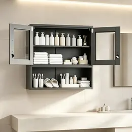 Product image of Steel Wall Cabinet, Black, 31.50"W x 31.50"H x 11.81"D
