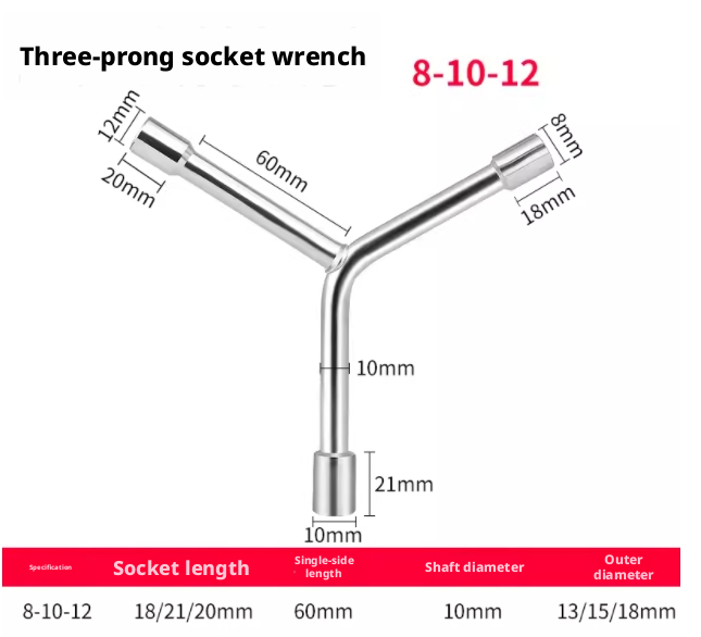 Main product image of Short Y-shaped Socket Wrench, 8 x 10 x 12mm