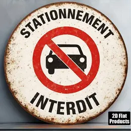Product image of No Parking Round Metal Sign, 20x20cm, for Parking Area Management