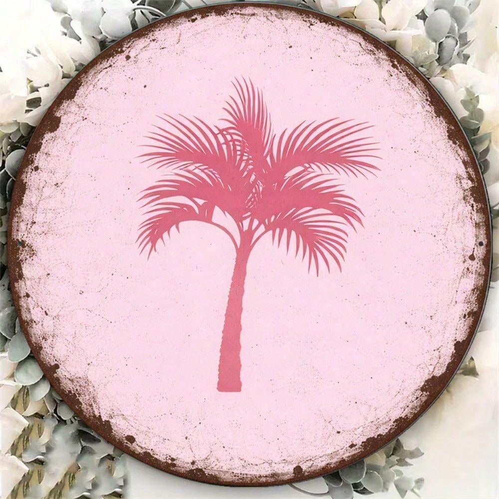 Main product image of 8x8in Round Palm Tree Graphic Sign for Wall Mounting