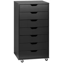 Product image of 7-Drawer Vertical File Cabinet with Wheels, 18.7"x15.6"x35.4", Black