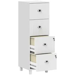 Product image of 4-Drawer File Cabinet with Lock, A4 Letter Size, White
