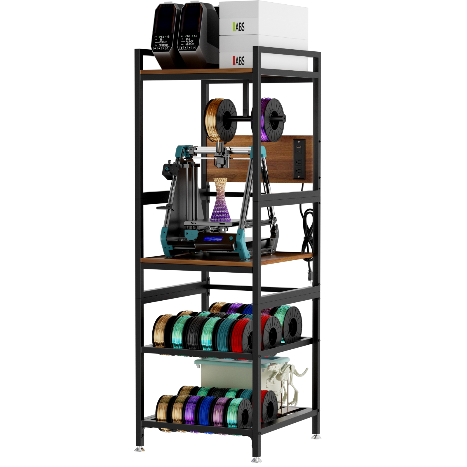 Main product image of Open Frame 3D Printer Workstation, Filament Storage, Metal Frame, Power Panel
