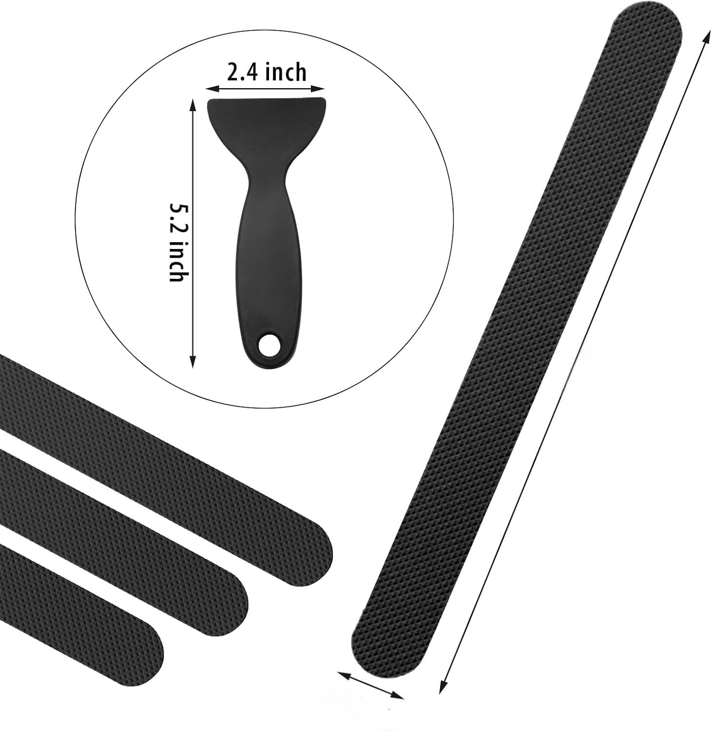 Main product image of PEVA Anti-Slip Tape, Black, 2cm x 38cm, 12 Pieces with Scraper