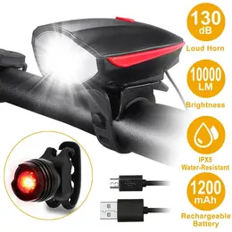 Product image of USB Rechargeable LED Bicycle Front and Rear Light Set