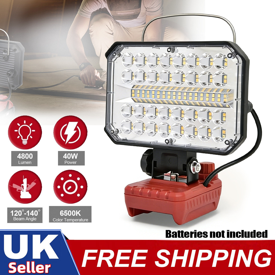 Main product image of LED Work Light, Cordless, for Milwaukee M18 18V Battery, with USB Port