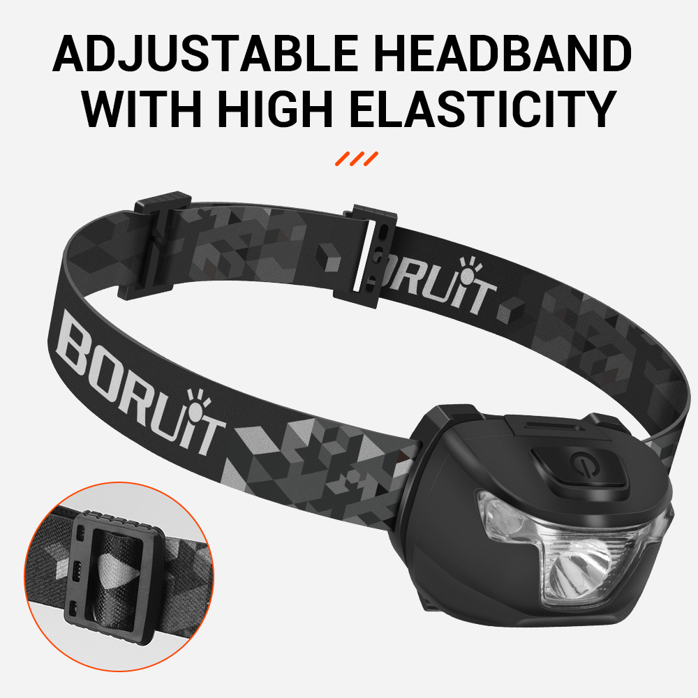 Main product image of BORUiT BR01 White & Red LED Mini Headlamp, 240LM, 4-Mode, Waterproof, AAA Battery