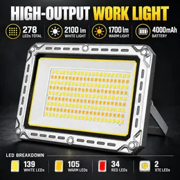 Product image of W8138 Rechargeable Magnetic LED Flood Light, 2100LM, Type C, 18650 Battery, Adjustable Stand