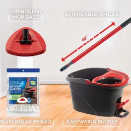 Product image of EasyWring Microfiber Spin Mop Bucket Floor Cleaning System, Red/Gray