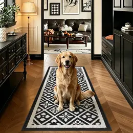Product image of Black Runner Rug, 2x6 Ft, Non-Slip, Washable, Rubber Backed