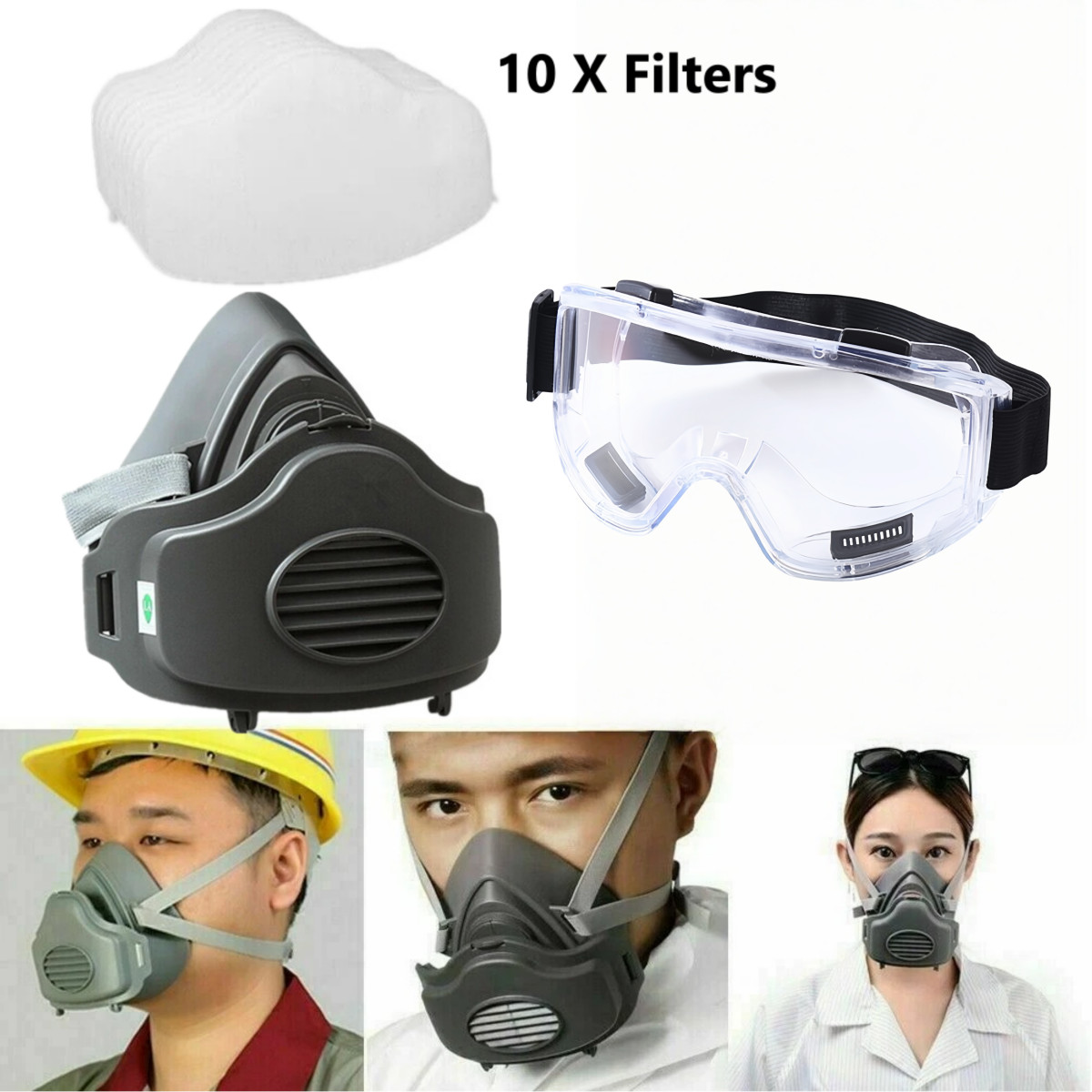 Main product image of 3200 Reusable Half Face Respirator with Filters and Goggles