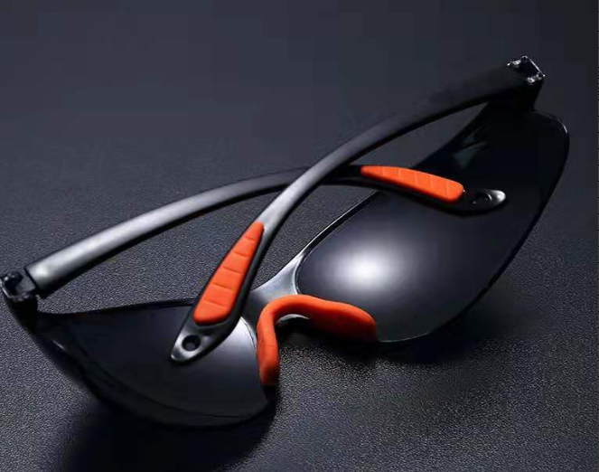 Main product image of Impact Safety Goggles, Black Frame, Orange Temples, PC Lens